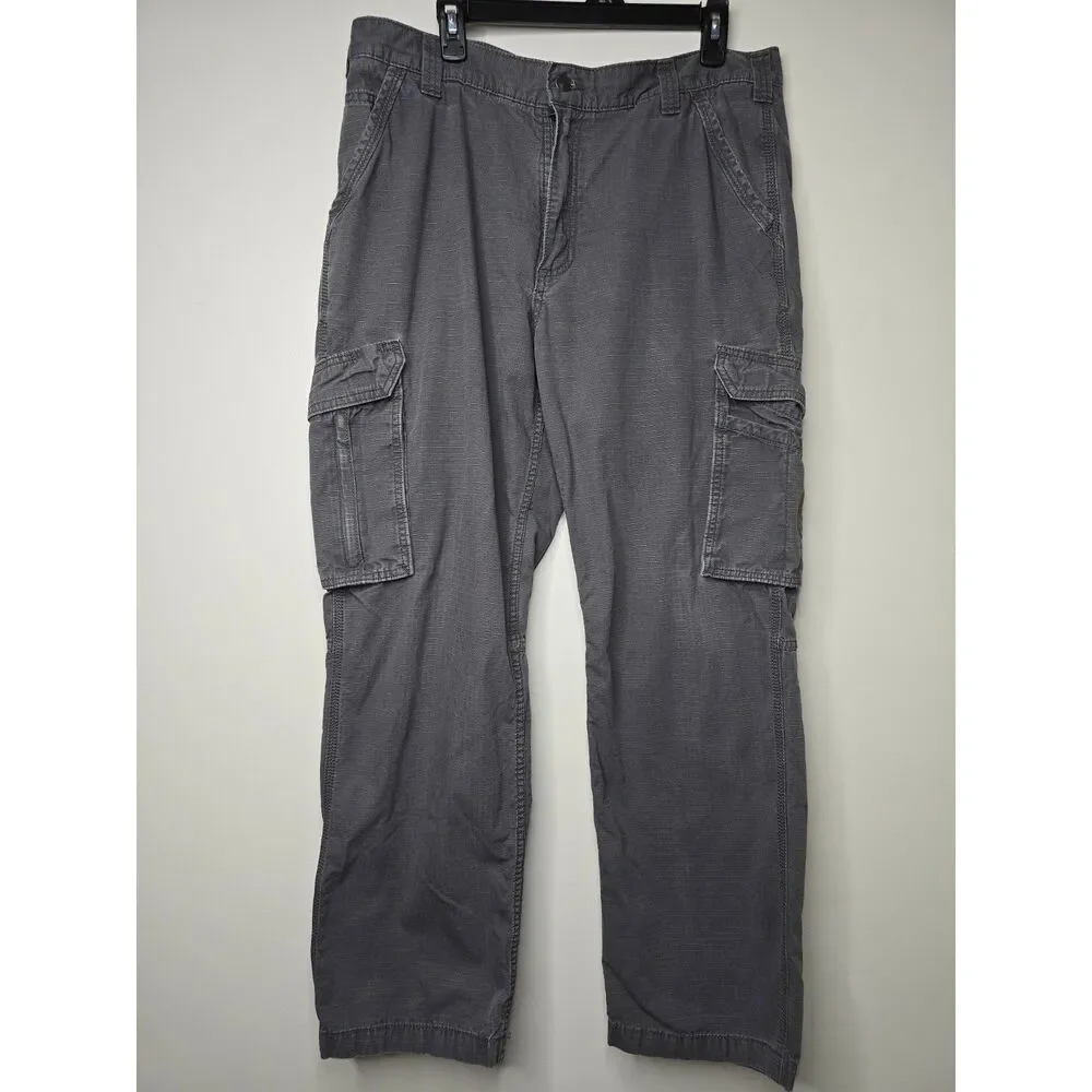 Men's Carhartt Cargo Pants Force Relaxed Fit Grey Ripstop 38 X 32 (38 X 30)